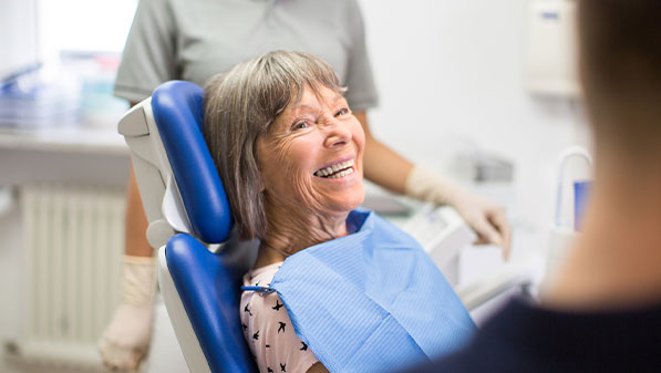 patient in a dental practice chair