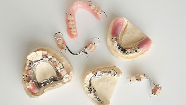 group shot of removable partial dentures